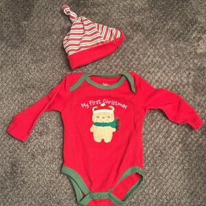 Baby Essentials Festive Red Bodysuit with Hat